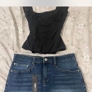 Fashion Nova Blue Denim Skirt